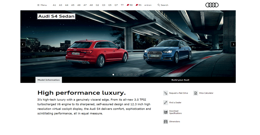 Audi automotive website copywriting sample