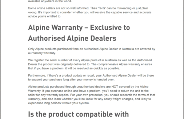 Alpine brochure copy sample