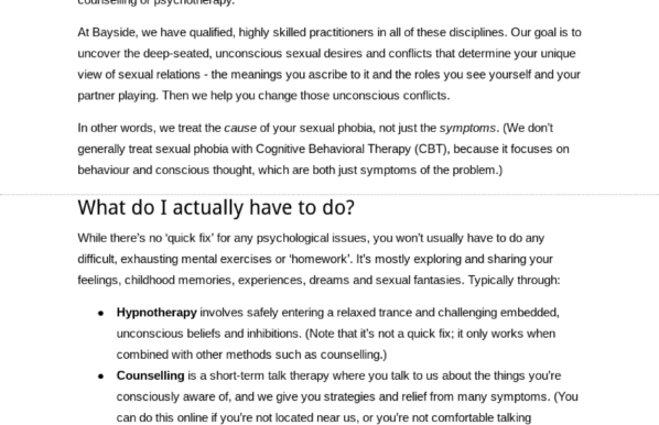 Bayside Psychotherapy web copy sample