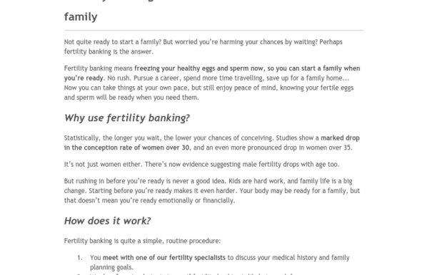 Flinders Fertility medical web copywriting 2