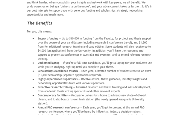 Macquarie University HDR page web copy