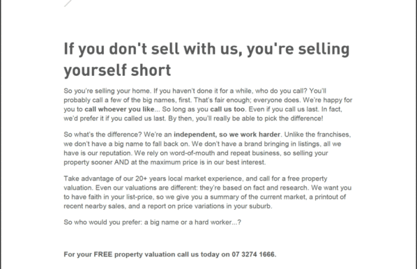 Real estate print ad copywriting sample