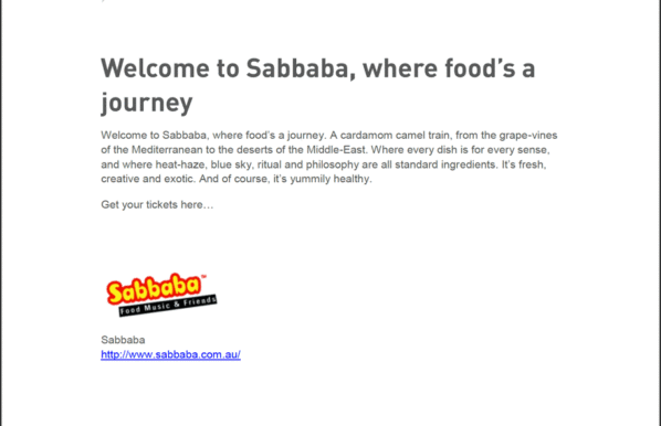 Sabbaba restaurant menu copy sample