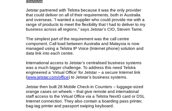 Telstra-Jetstar technical case study