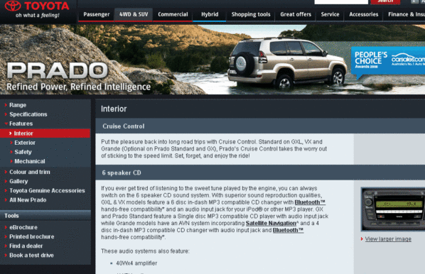 Toyota Prado web automotive copywriting sample