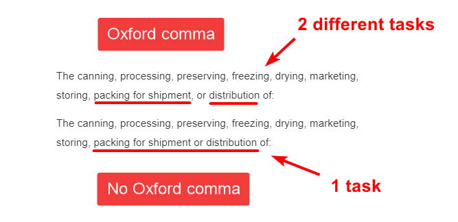 Screenshot 2 showing how the Oxford comma can disambiguate