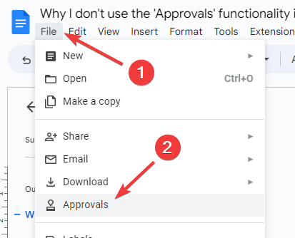 Step 1 of requesting copywriting approval with Google Docs